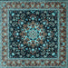 Square Machine Washable Persian Light Blue Traditional Rug, wshtr1551lblu