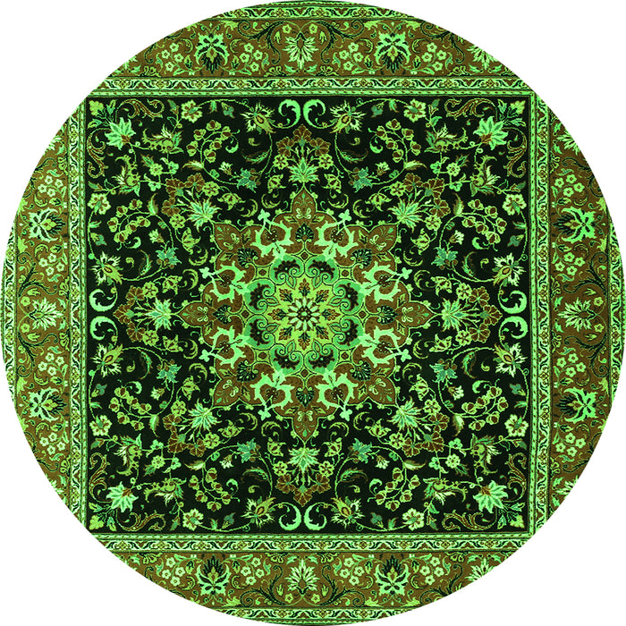 Square Persian Green Traditional Rug, tr1551grn