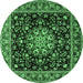 Round Persian Emerald Green Traditional Rug, tr1551emgrn