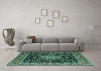 Machine Washable Persian Turquoise Traditional Rug, wshtr1551turq