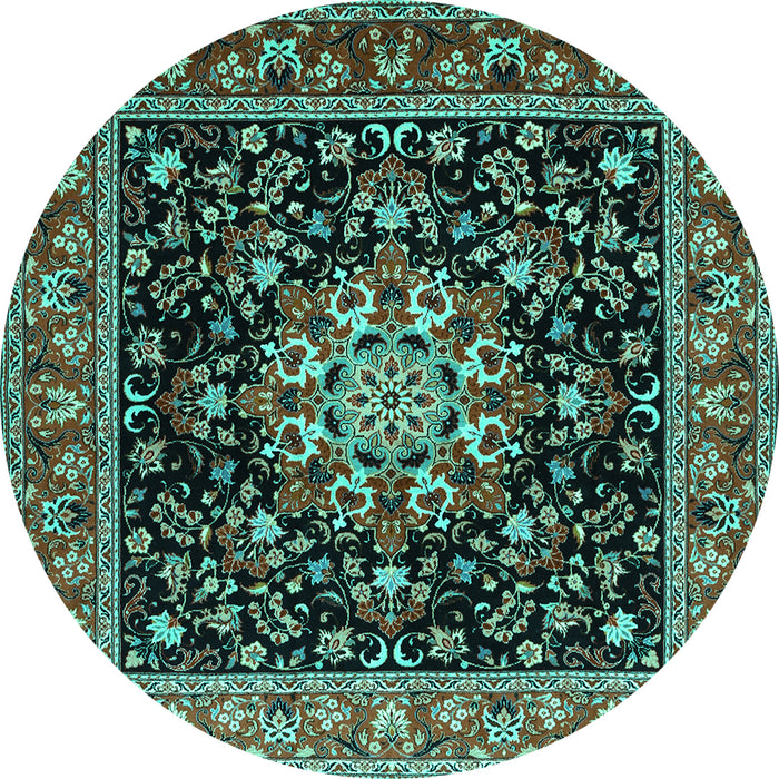 Round Persian Turquoise Traditional Rug, tr1551turq