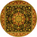 Round Machine Washable Persian Yellow Traditional Rug, wshtr1551yw