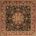 Square Machine Washable Persian Brown Traditional Rug, wshtr1551brn