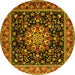 Round Persian Yellow Traditional Rug, tr1551yw