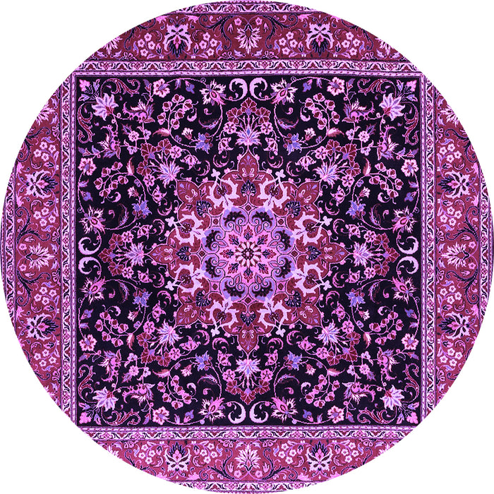 Round Persian Purple Traditional Rug, tr1551pur