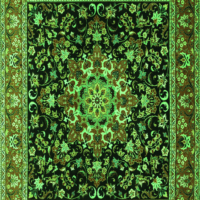 Serging Thickness of Machine Washable Persian Green Traditional Area Rugs, wshtr1551grn
