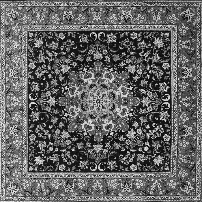 Round Machine Washable Persian Gray Traditional Rug, wshtr1551gry