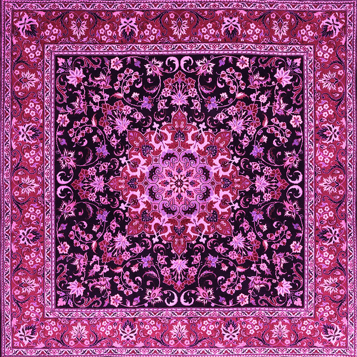 Square Machine Washable Persian Pink Traditional Rug, wshtr1551pnk