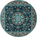 Round Machine Washable Persian Light Blue Traditional Rug, wshtr1551lblu