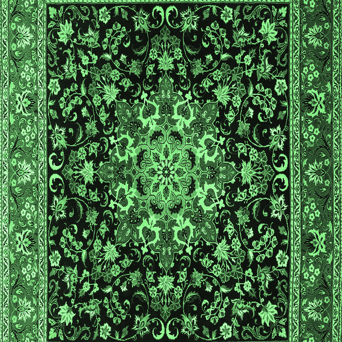 Machine Washable Persian Emerald Green Traditional Area Rugs, wshtr1551emgrn