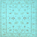 Square Machine Washable Persian Light Blue Traditional Rug, wshtr1552lblu