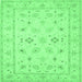 Square Machine Washable Persian Emerald Green Traditional Area Rugs, wshtr1552emgrn