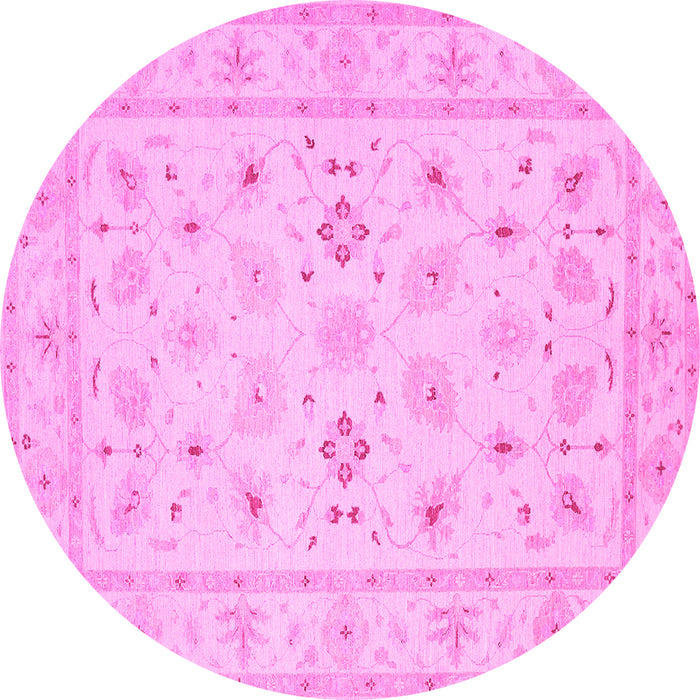 Round Machine Washable Persian Pink Traditional Rug, wshtr1552pnk