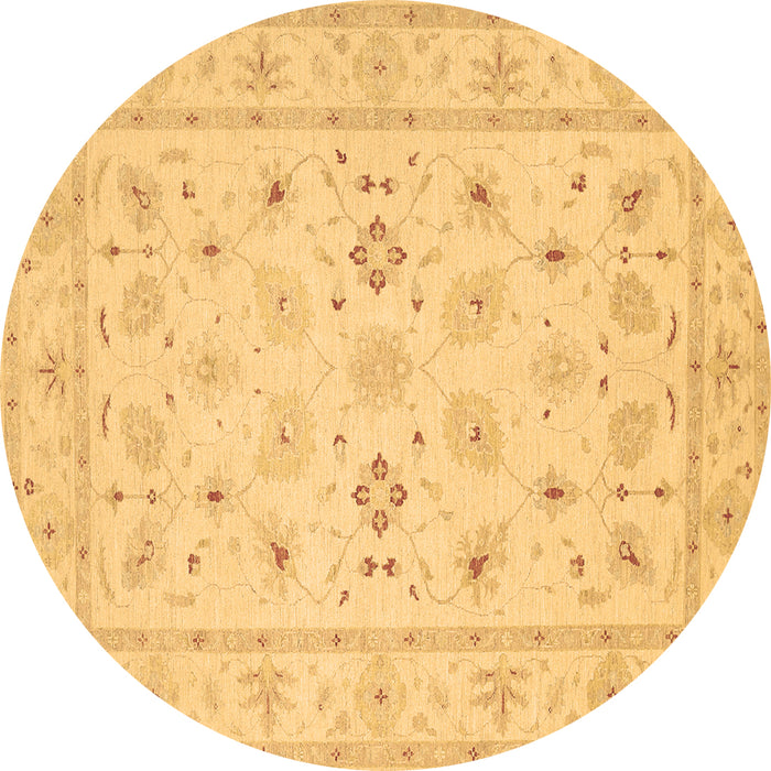 Round Persian Brown Traditional Rug, tr1552brn