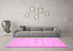 Machine Washable Persian Pink Traditional Rug in a Living Room, wshtr1552pnk