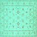 Square Persian Turquoise Traditional Rug, tr1552turq