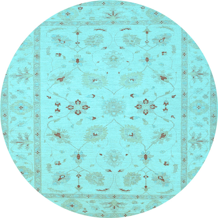 Round Persian Light Blue Traditional Rug, tr1552lblu