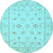 Round Persian Light Blue Traditional Rug, tr1552lblu