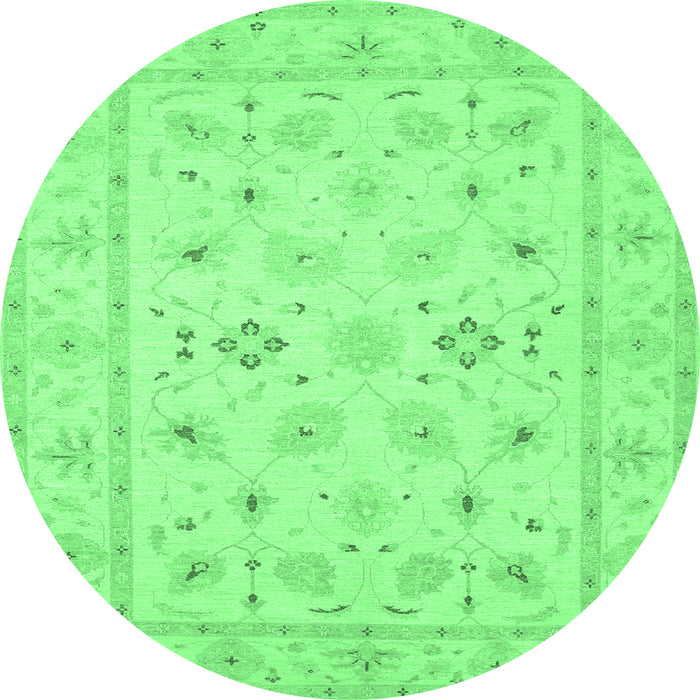 Round Persian Emerald Green Traditional Rug, tr1552emgrn