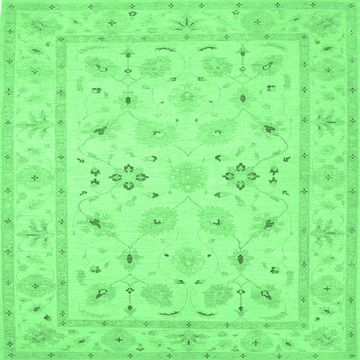 Square Persian Emerald Green Traditional Rug, tr1552emgrn