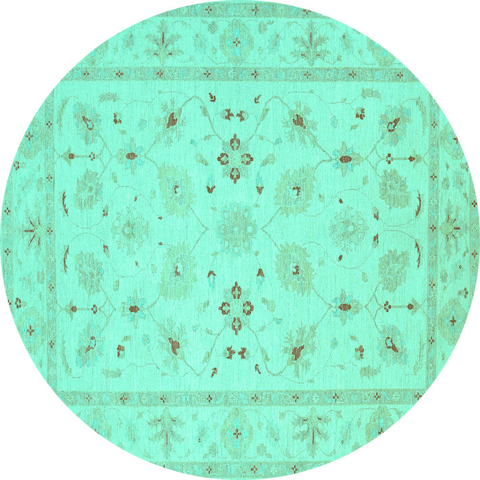 Round Persian Turquoise Traditional Rug, tr1552turq