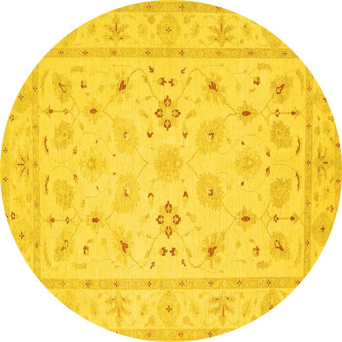 Round Persian Yellow Traditional Rug, tr1552yw
