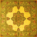 Square Machine Washable Persian Yellow Traditional Rug, wshtr1553yw