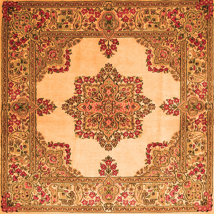 Round Machine Washable Persian Orange Traditional Area Rugs, wshtr1553org