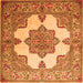 Round Machine Washable Persian Orange Traditional Area Rugs, wshtr1553org