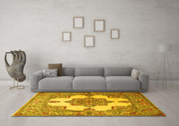 Machine Washable Persian Yellow Traditional Rug, wshtr1553yw