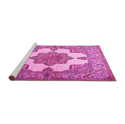 Sideview of Machine Washable Persian Pink Traditional Rug, wshtr1553pnk