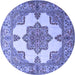 Round Machine Washable Persian Blue Traditional Rug, wshtr1553blu