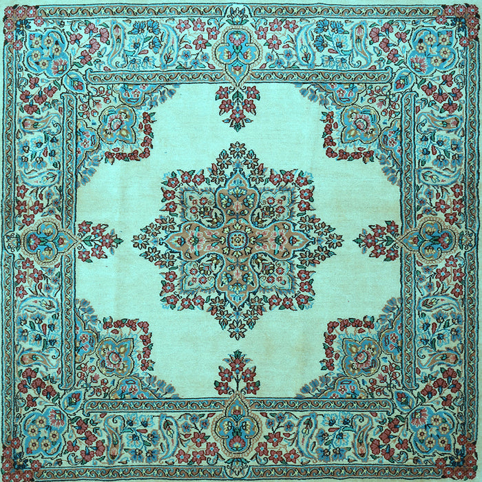 Square Machine Washable Persian Light Blue Traditional Rug, wshtr1553lblu