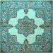 Square Machine Washable Persian Light Blue Traditional Rug, wshtr1553lblu