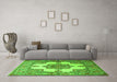 Machine Washable Persian Green Traditional Area Rugs in a Living Room,, wshtr1553grn