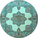 Round Persian Light Blue Traditional Rug, tr1553lblu