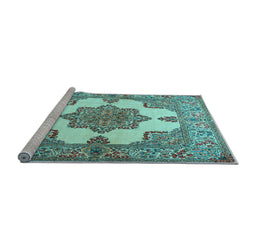 Sideview of Machine Washable Persian Light Blue Traditional Rug, wshtr1553lblu