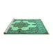 Sideview of Machine Washable Persian Turquoise Traditional Area Rugs, wshtr1553turq