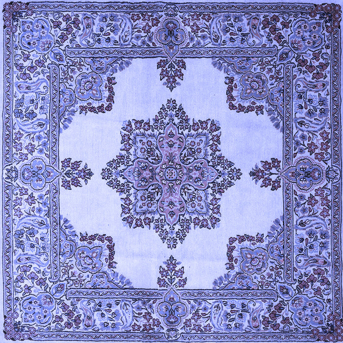 Square Machine Washable Persian Blue Traditional Rug, wshtr1553blu