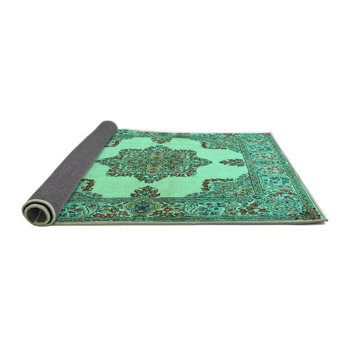 Sideview of Persian Turquoise Traditional Rug, tr1553turq