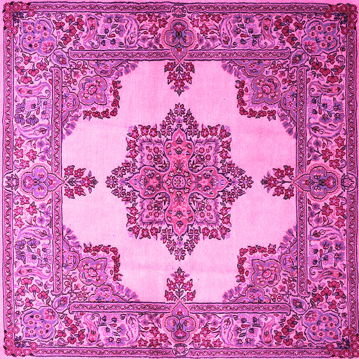 Square Machine Washable Persian Pink Traditional Rug, wshtr1553pnk