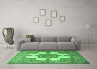 Machine Washable Persian Emerald Green Traditional Rug, wshtr1553emgrn