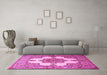 Machine Washable Persian Pink Traditional Rug in a Living Room, wshtr1553pnk