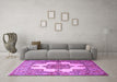 Machine Washable Persian Purple Traditional Area Rugs in a Living Room, wshtr1553pur