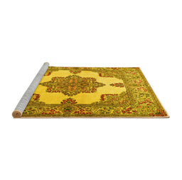 Sideview of Machine Washable Persian Yellow Traditional Rug, wshtr1553yw