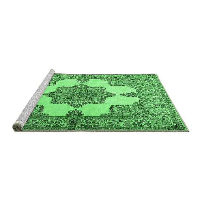 Sideview of Machine Washable Persian Emerald Green Traditional Area Rugs, wshtr1553emgrn