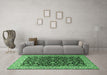 Machine Washable Persian Emerald Green Traditional Area Rugs in a Living Room,, wshtr1554emgrn