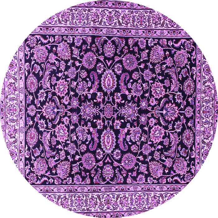 Round Machine Washable Persian Purple Traditional Area Rugs, wshtr1554pur