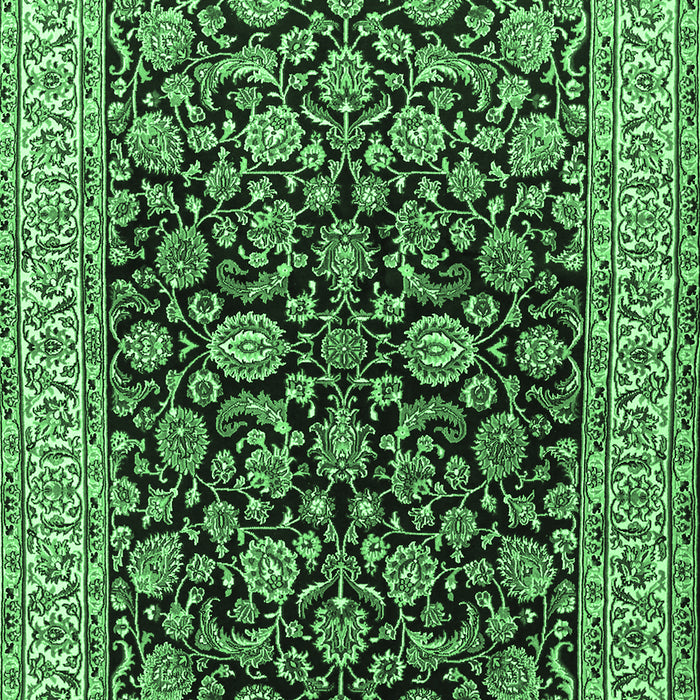 Machine Washable Persian Emerald Green Traditional Area Rugs, wshtr1554emgrn