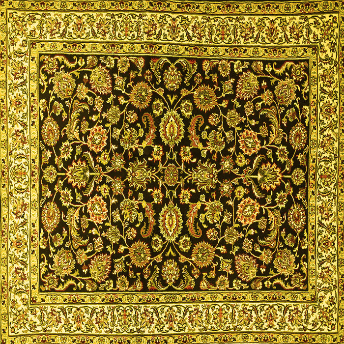 Square Machine Washable Persian Yellow Traditional Rug, wshtr1554yw